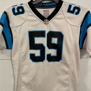 Nike On Field Luke Kuechly Carolina Panthers Jersey Sz L (14/16) Youth White #59